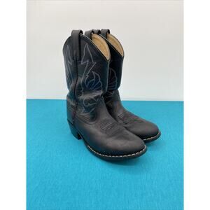 Masterson Boot Co Cowboy RB2001C Black w/White & Blue Stitching Kid's Sz 13.5